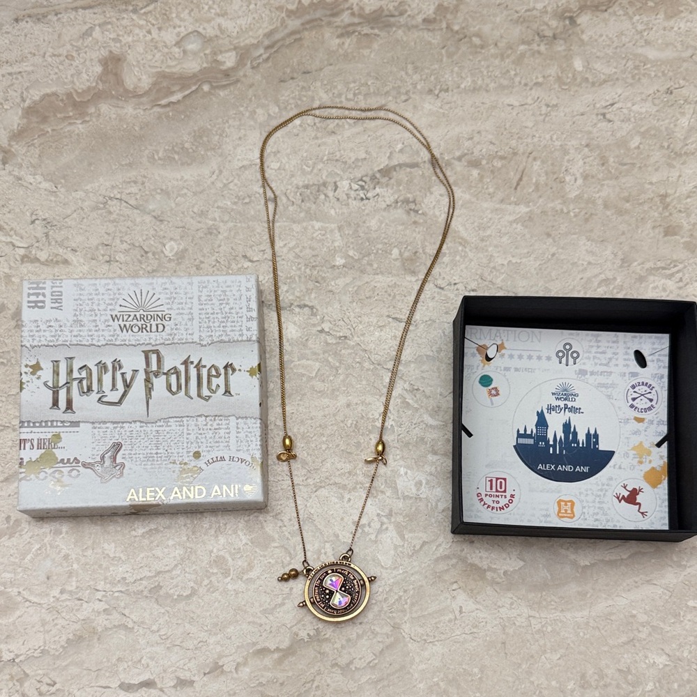 Alex and Ani Gold Harry Potter time turner spinner Necklace
